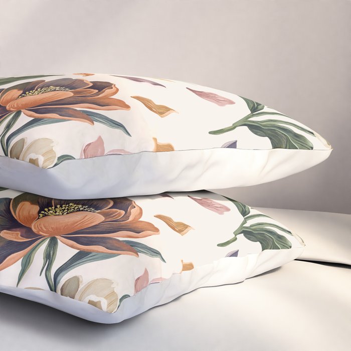Hand Painted Peony Florals Pillow Sham Gallery Image 3