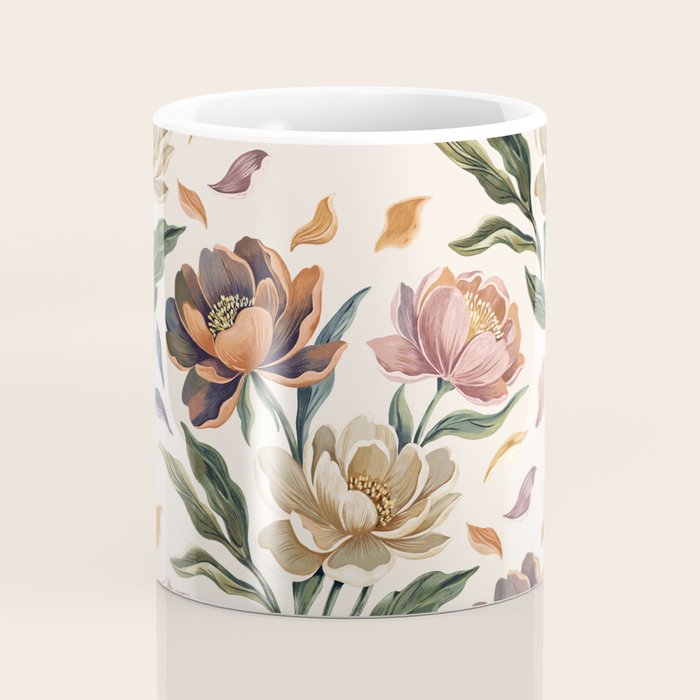 Hand Painted Peony Florals Coffee Mug Gallery Image 4