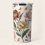 Hand Painted Peony Florals Travel Mug Gallery Image 1