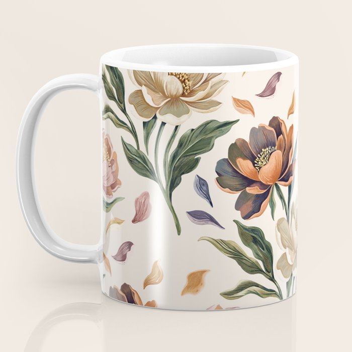 Hand Painted Peony Florals Coffee Mug Gallery Image 3