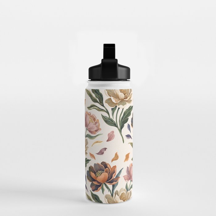 Hand Painted Peony Florals Water Bottle Gallery Image 2