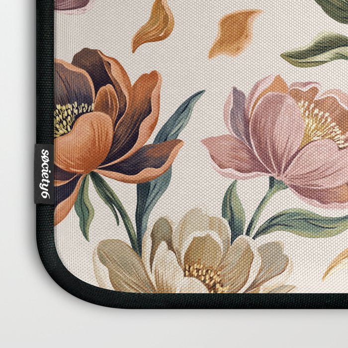 Hand Painted Peony Florals Laptop Sleeve Gallery Image 3