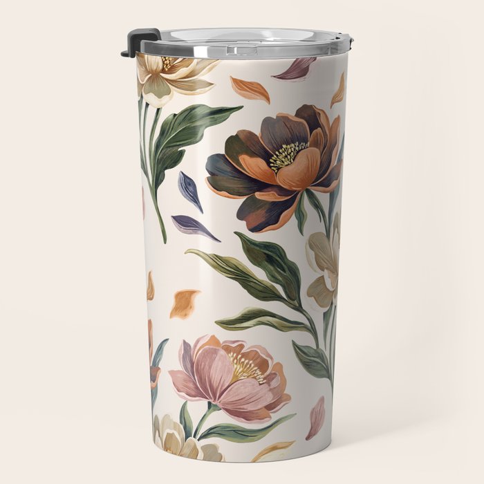 Hand Painted Peony Florals Travel Mug Gallery Image 3