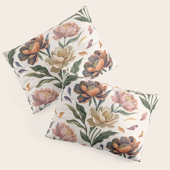 Hand Painted Peony Florals Pillow Sham Gallery Image 3