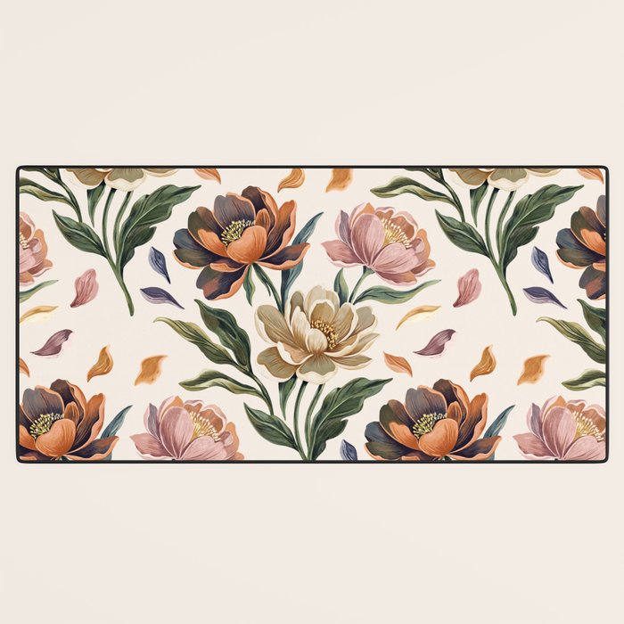 Hand Painted Peony Florals Desk Mat Gallery Image 3