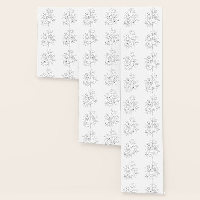Minimal Line Art Magnolia Flowers Wallpaper Gallery Image 3