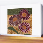 Daisies in Country Field Painting in Burgundy Red Wall Mural Gallery Image 2