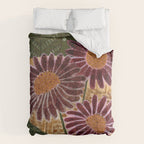 Daisies in Country Field Painting in Burgundy Red Comforter Gallery Image 6