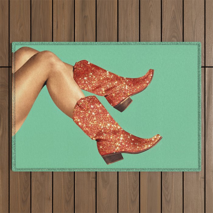 These Boots - Glitter Showgirl Orange Outdoor Rug Gallery Image 1