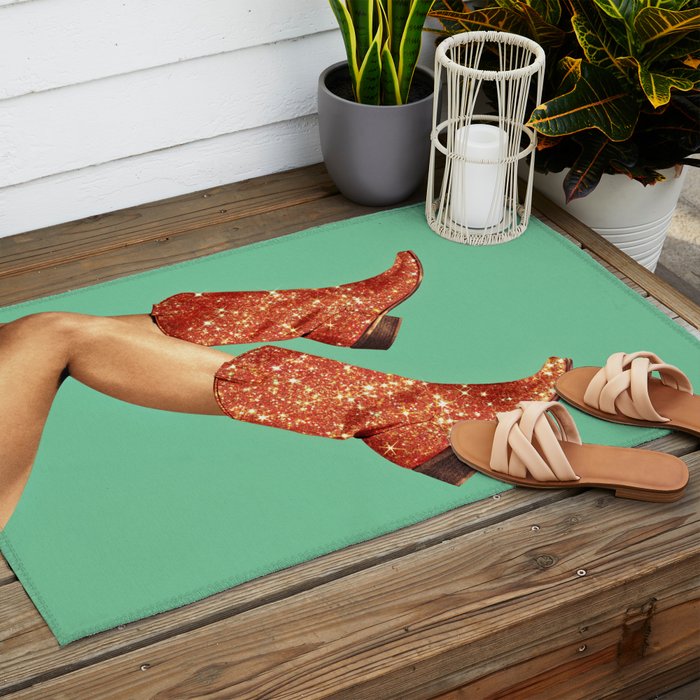 These Boots - Glitter Showgirl Orange Outdoor Rug Gallery Image 2