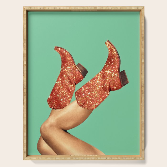 These Boots - Glitter Showgirl Orange Serving Tray Gallery Image 1
