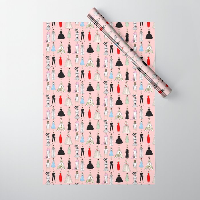 Think Pink Outfits Fashion Audrey Wrapping Paper