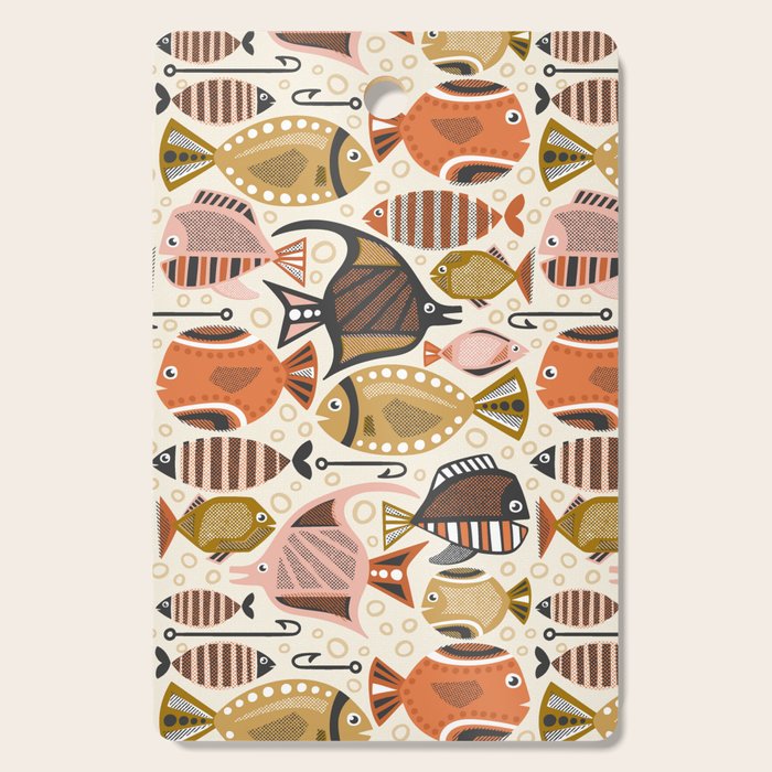 Mid Mod Deep Sea Fishing Ivory Cutting Board Gallery Image 1