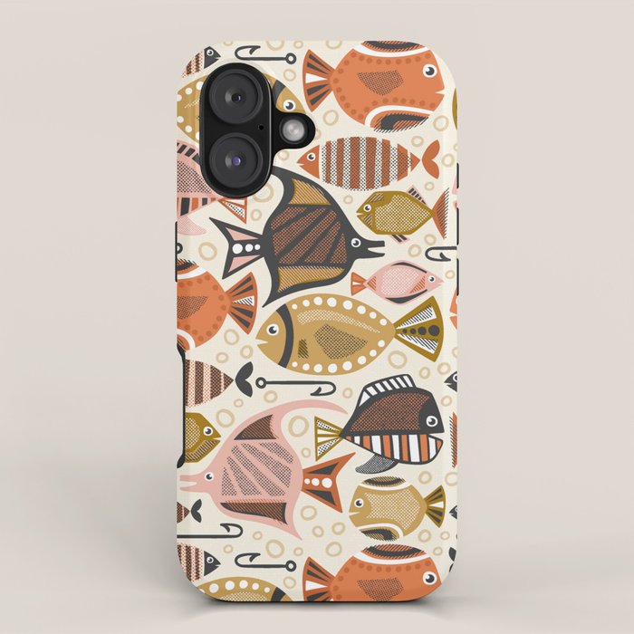 Mid Mod Deep Sea Fishing Ivory iPhone Case Gallery Image 1
