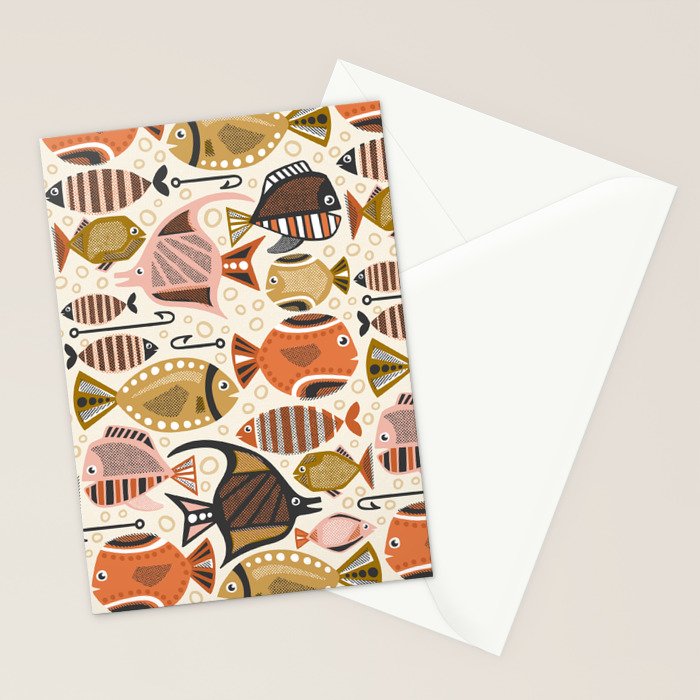 Mid Mod Deep Sea Fishing Ivory Stationery Card Gallery Image 2