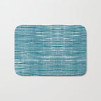 Teal Striped Abstract Pattern Bath Mat Gallery Image 1