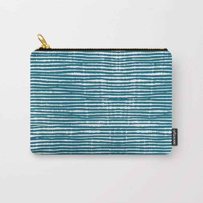 Teal Striped Abstract Pattern Carry All Pouch Gallery Image 1