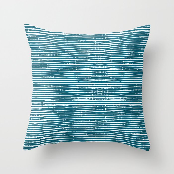 Teal Striped Abstract Pattern Throw Pillow Gallery Image 6