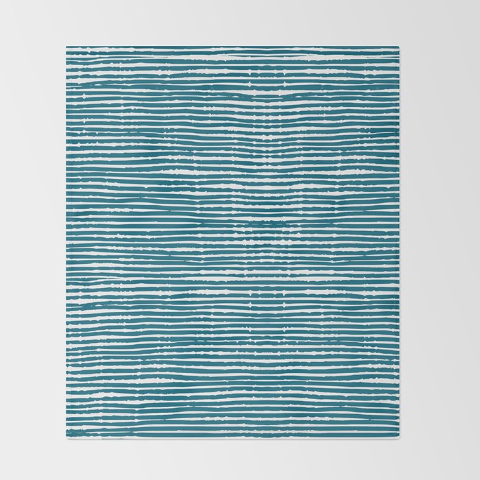 Teal Striped Abstract Pattern Throw Blanket Gallery Image 2