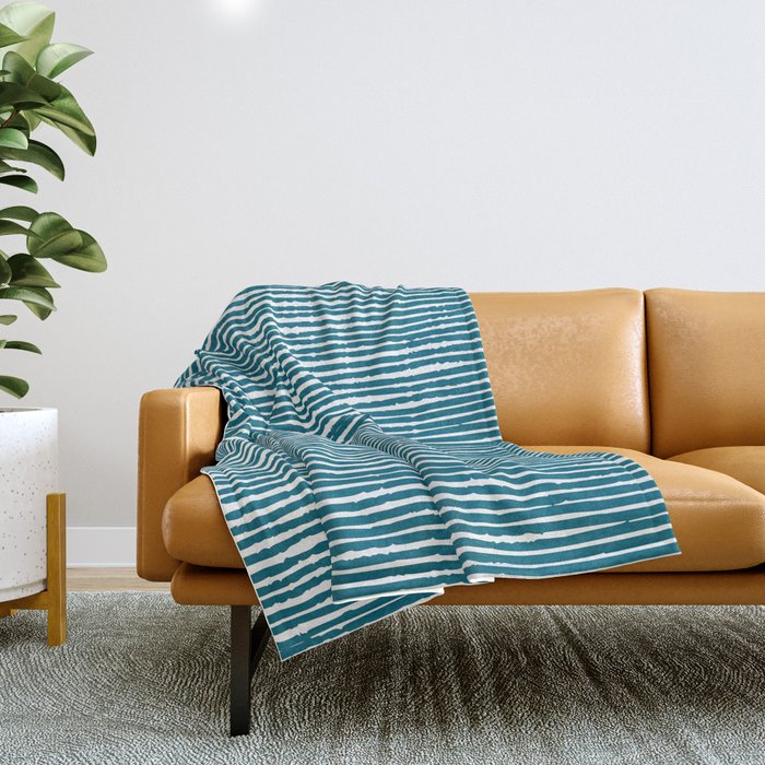 Teal Striped Abstract Pattern Throw Blanket Gallery Image 1