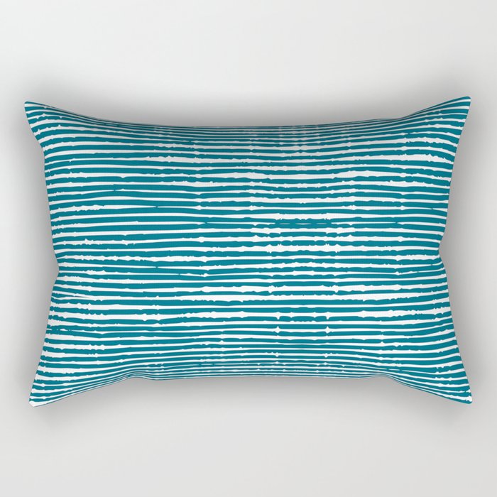 Teal Striped Abstract Pattern Rectangular Pillow Gallery Image 2