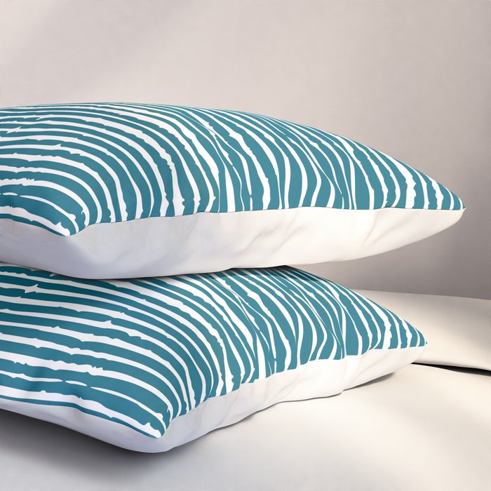 Teal Striped Abstract Pattern Pillow Sham Gallery Image 3