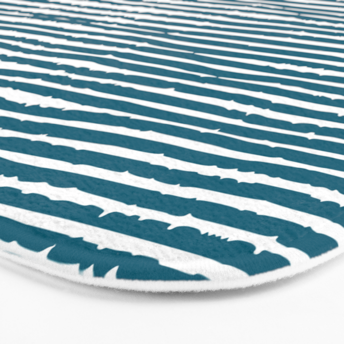 Teal Striped Abstract Pattern Bath Mat Gallery Image 3