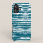 Teal Striped Abstract Pattern iPhone Case Gallery Image 1