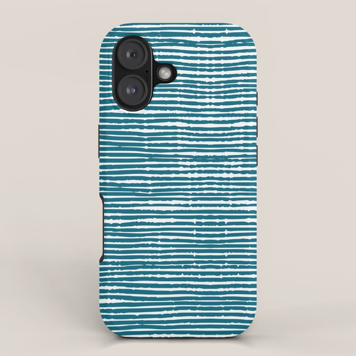 Teal Striped Abstract Pattern iPhone Case Gallery Image 1
