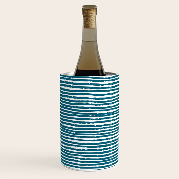 Teal Striped Abstract Pattern Wine Chiller Gallery Image 1