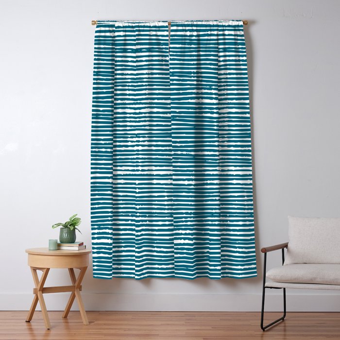 Teal Striped Abstract Pattern Window Curtain Gallery Image 5