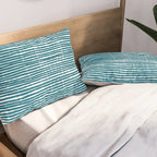 Teal Striped Abstract Pattern Pillow Sham Gallery Image 2