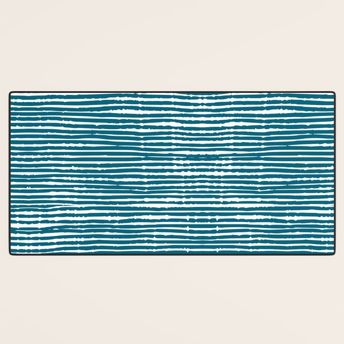 Teal Striped Abstract Pattern Desk Mat Gallery Image 3