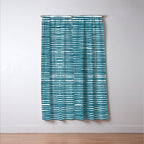 Teal Striped Abstract Pattern Window Curtain Gallery Image 3