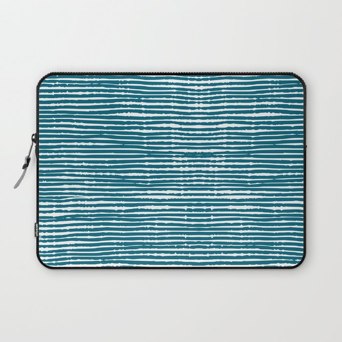Teal Striped Abstract Pattern Laptop Sleeve Gallery Image 1
