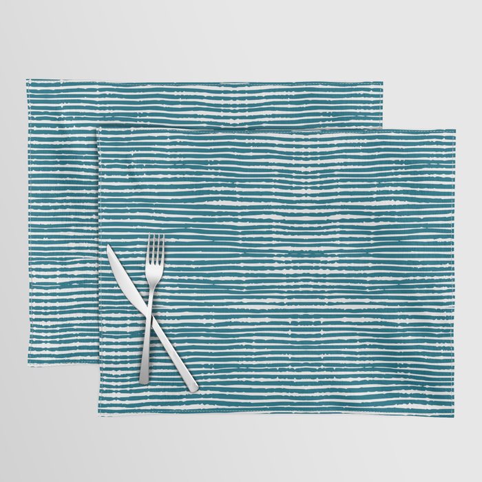Teal Striped Abstract Pattern Placemat Gallery Image 1
