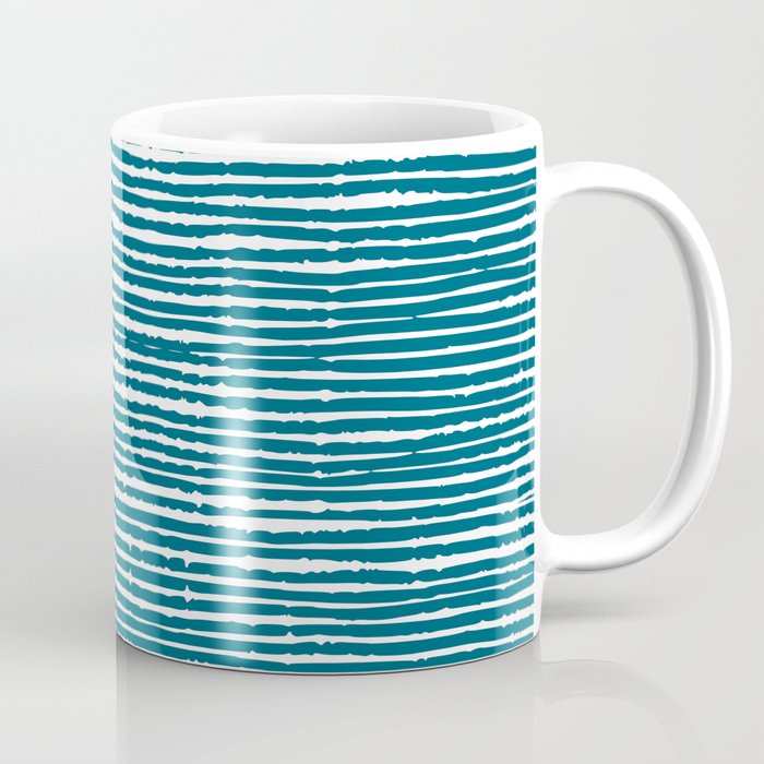 Teal Striped Abstract Pattern Coffee Mug Gallery Image 1