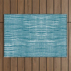 Teal Striped Abstract Pattern Outdoor Rug Gallery Image 1