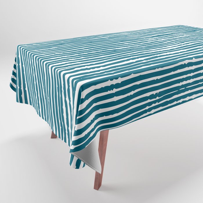 Teal Striped Abstract Pattern Tablecloth Gallery Image 1