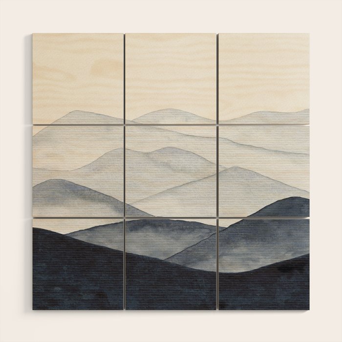 Watercolor Mountains Wood Wall Art Gallery Image 1