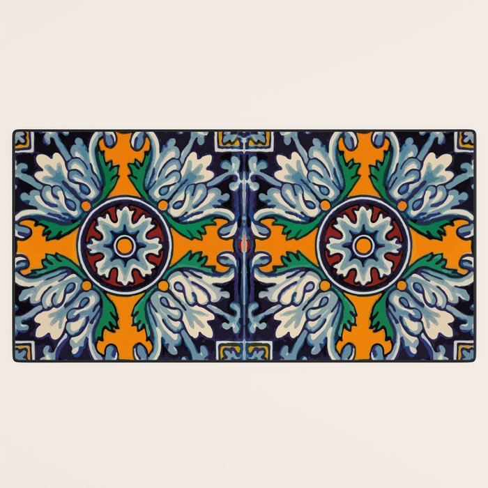Mandala mexican talavera tile ceramic mosaic Desk Mat Gallery Image 3