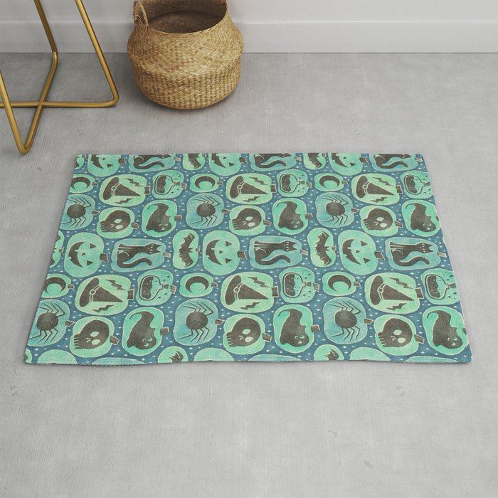 Halloween Pumpkins - ghoulish green  Rug Gallery Image 1