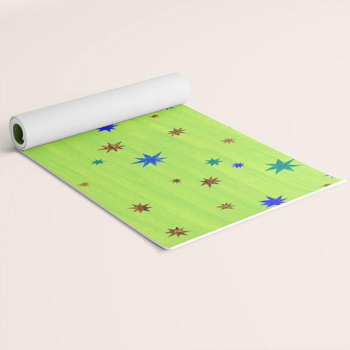 Celestial Star Twinkle in Galaxy Green Watercolor Yoga Mat Gallery Image 2