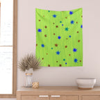 Celestial Star Twinkle in Galaxy Green Watercolor Wall Tapestry Gallery Image 2