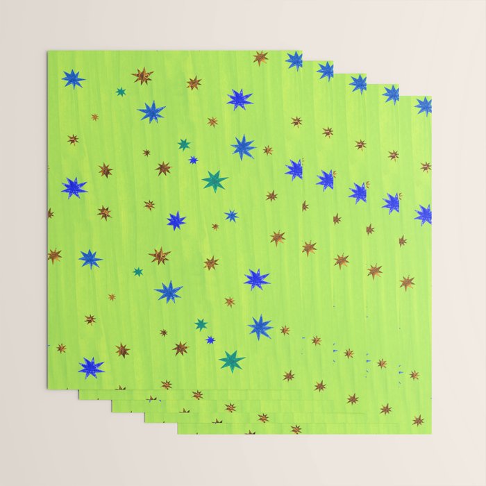 Celestial Star Twinkle in Galaxy Green Watercolor Wrapping Paper Gallery Image 3