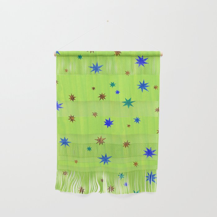 Celestial Star Twinkle in Galaxy Green Watercolor Wall Hanging Gallery Image 1