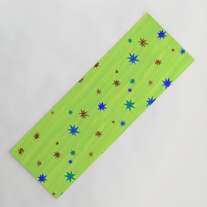 Celestial Star Twinkle in Galaxy Green Watercolor Yoga Mat Gallery Image 1