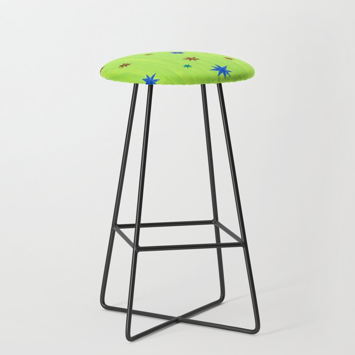 Celestial Star Twinkle in Galaxy Green Watercolor Stool Gallery Image 1