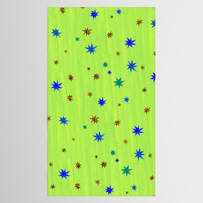 Celestial Star Twinkle in Galaxy Green Watercolor Tablecloth Gallery Image 2