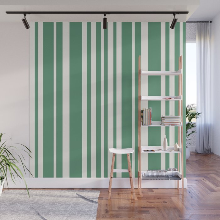 Classic Stripes XXXIX - Kelly Green Wall Mural Gallery Image 1